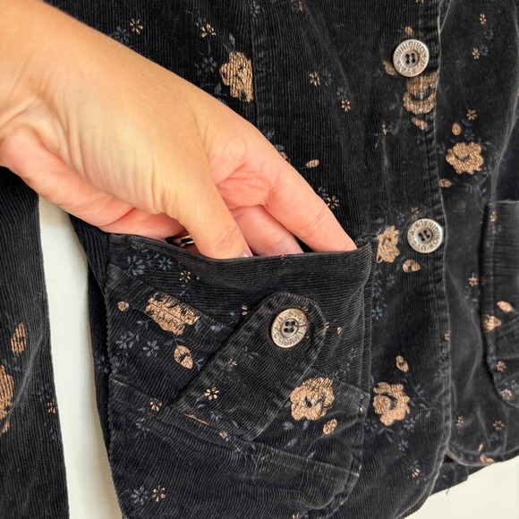 Vintage Women's Small Floral Corduroy Jacket Button Pockets Casual Fall Coat - Picture 10 of 15